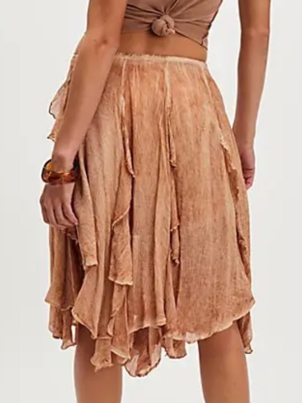 FREE PEOPLE SUSANA TIERED SKIRT MEDIUM CARAMEL SANDUNE - Picture 3 of 6